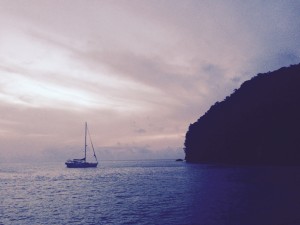 Our anchorage in Marigot Bay, St. Lucia.