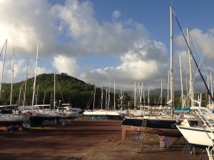 The boatyard at Grenada Marine.